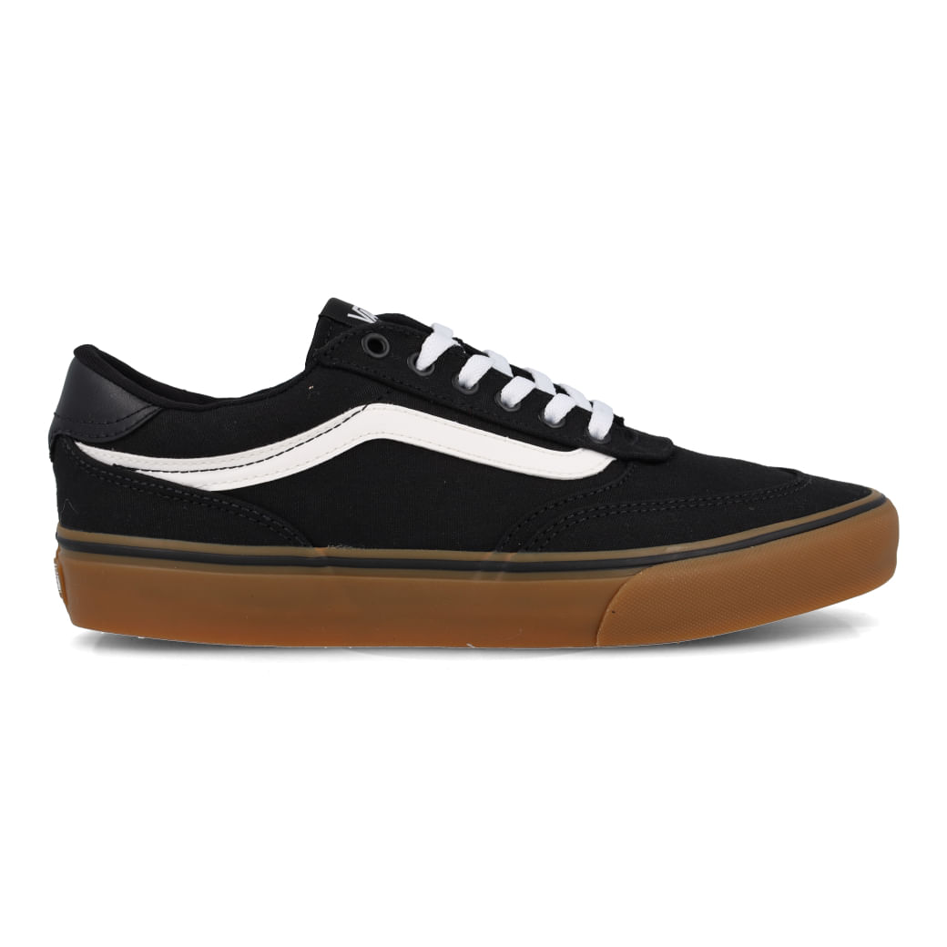 Tênis Vans Casual Brooklyn LS Masculino Preto com detalhes em branco e solado gum em fundo branco